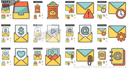 Image of Email line icon set.