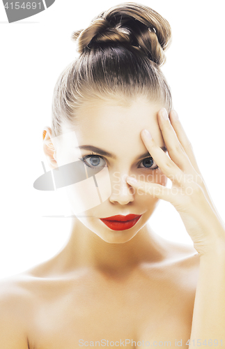 Image of young stylish woman with fashion make up and hairstyle isolated 