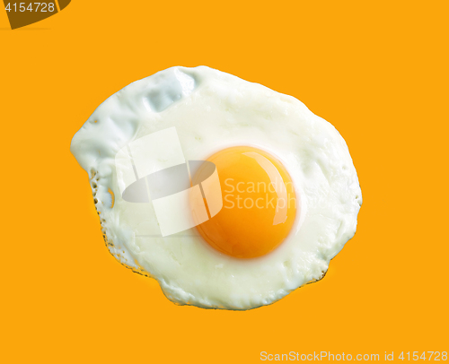 Image of fried egg on yellow background