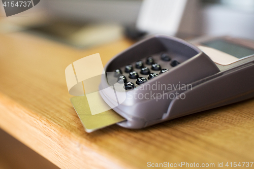 Image of close up of bank card reader or atm terminal