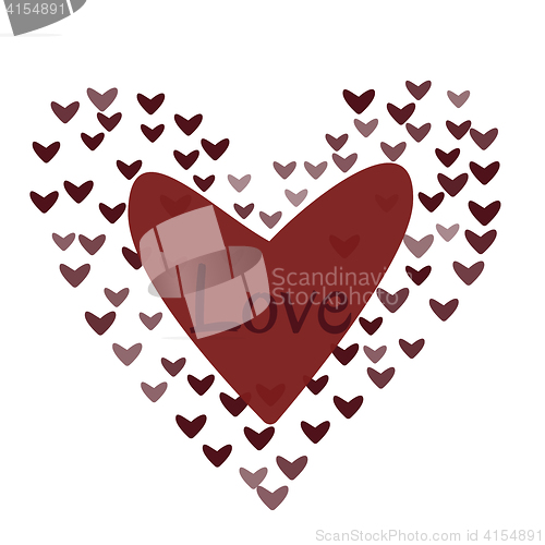 Image of Love concept of hearts and big heart in centre