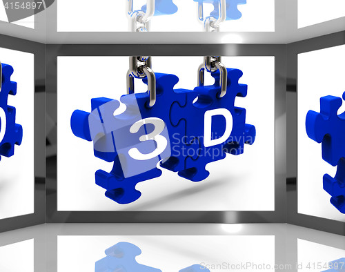 Image of 3D On Screen Showing Three Dimensional Television