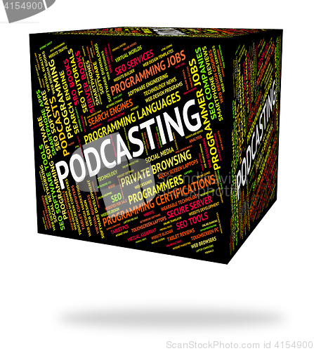 Image of Podcasting Word Means Webcast Broadcasting And Broadcast