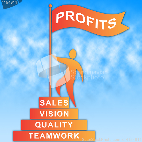 Image of Profits Flag Indicates Revenue Earning And Success