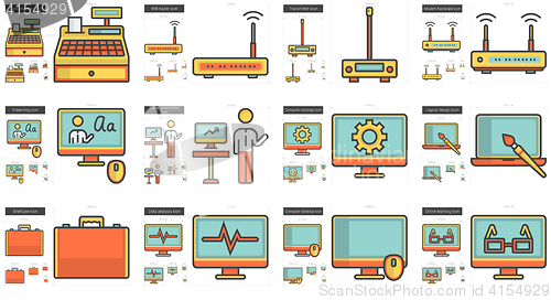 Image of Technology line icon set.