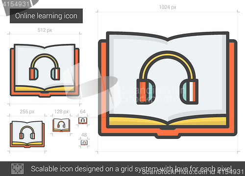 Image of Online learning line icon.