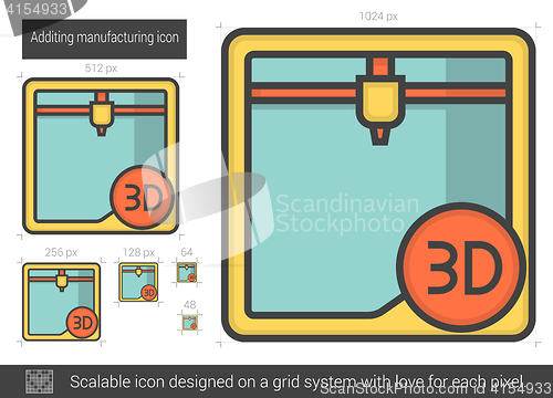 Image of Additing manufacturing line icon.