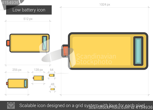 Image of Low battery line icon.