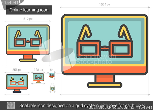 Image of Online learning line icon.