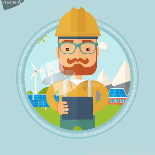 Image of Male worker of solar power plant.