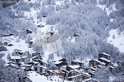 Image of aerial view on zermatt valley and matterhorn peak