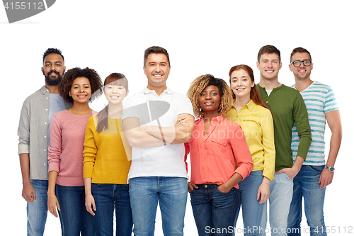 Image of international group of happy smiling people