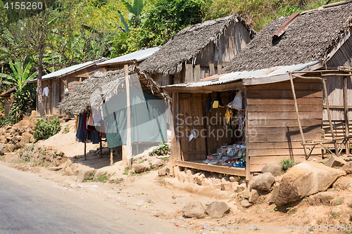 Image of African malagasy huts in Andasibe region