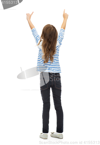 Image of girl pointing fingers at something invisible