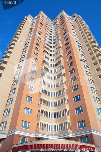 Image of red skyscraper