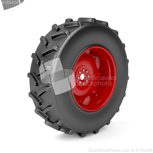 Image of Tractor wheel on white