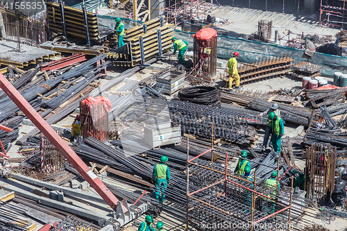 Image of Modern building constraction site works.