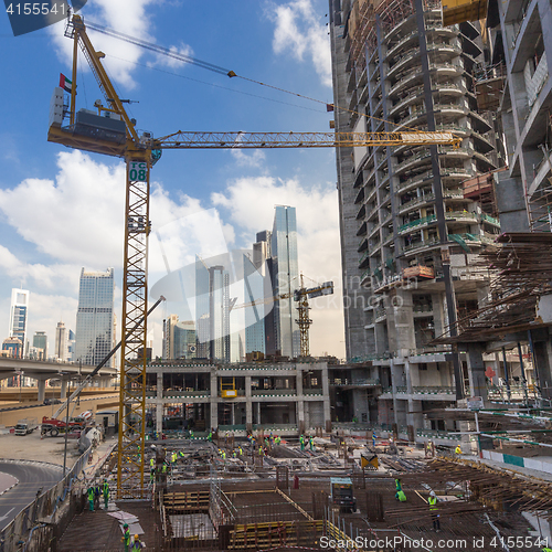 Image of Modern building constraction site works.