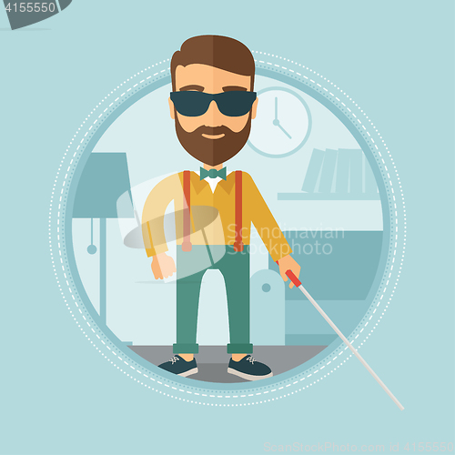 Image of Blind man with stick vector illustration.