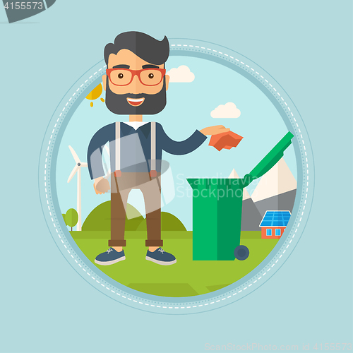 Image of Man throwing away trash vector illustration.