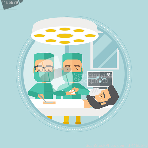 Image of Two surgeons making operation vector illustration.