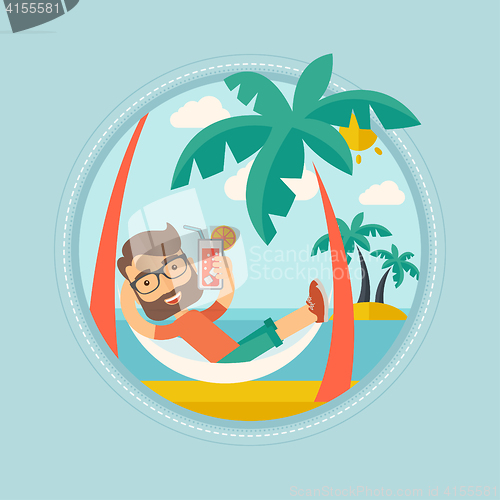 Image of Man chilling in hammock vector illustration.