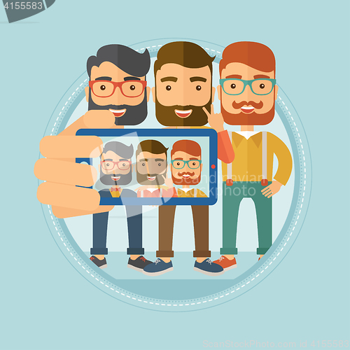 Image of Friends making selfie vector illustration.