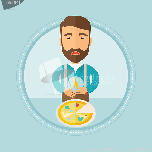 Image of Man suffering from heartburn vector illustration.