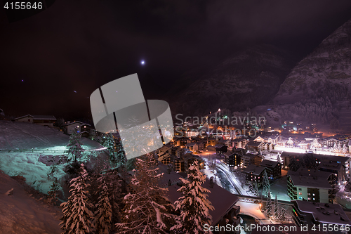 Image of aerial view on zermatt valley and matterhorn peak