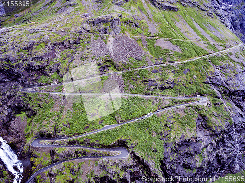 Image of Troll\'s Path Trollstigen or Trollstigveien winding mountain road