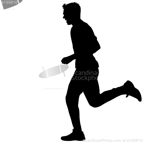 Image of Silhouettes Runners on sprint, men. illustration