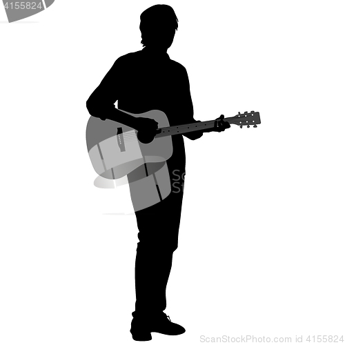 Image of Silhouette musician plays the guitar. illustration