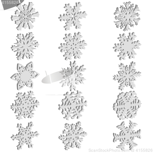 Image of Set snowflakes icons on white background, illustration