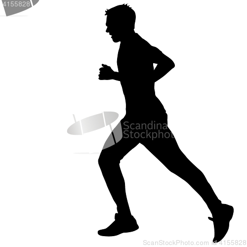 Image of Silhouettes Runners on sprint, men. illustration