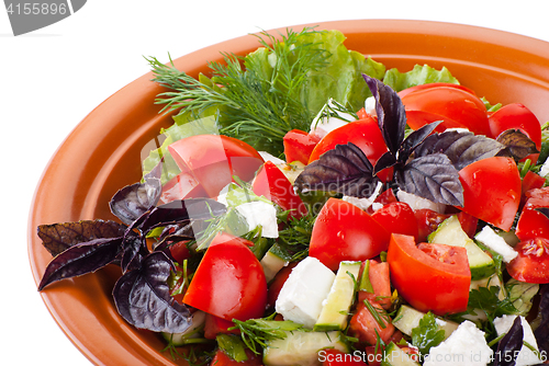 Image of Greek Salad with Tomatoes, Feta and Vegetables