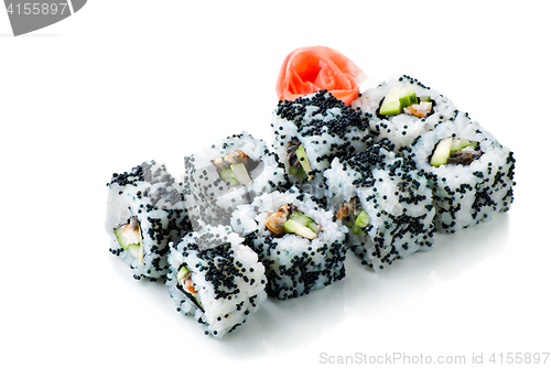 Image of california sushi rolls on white isolated