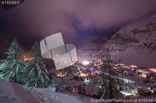 Image of aerial view on zermatt valley and matterhorn peak