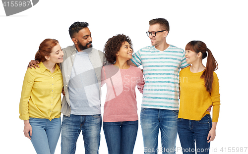 Image of international group of happy smiling people