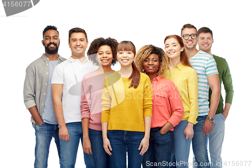 Image of international group of happy smiling people