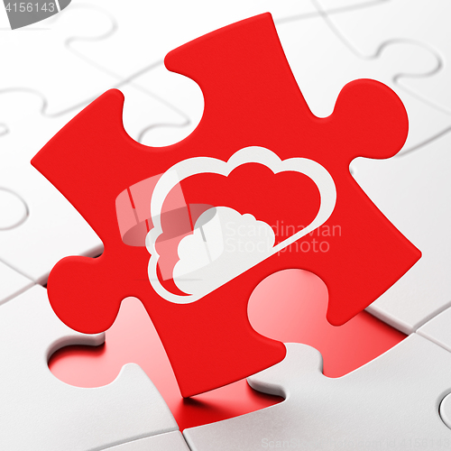 Image of Cloud technology concept: Cloud on puzzle background