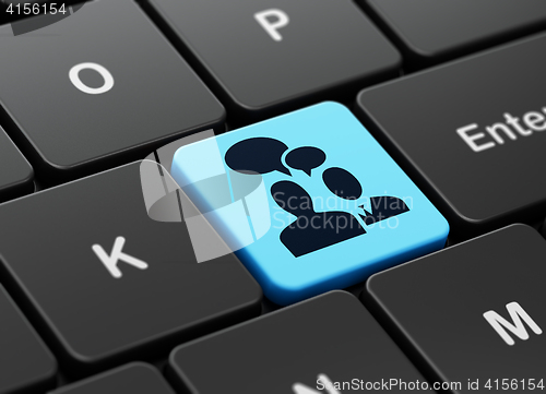 Image of Finance concept: Business Meeting on computer keyboard background