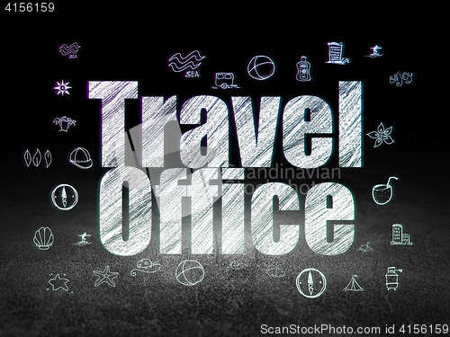 Image of Vacation concept: Travel Office in grunge dark room