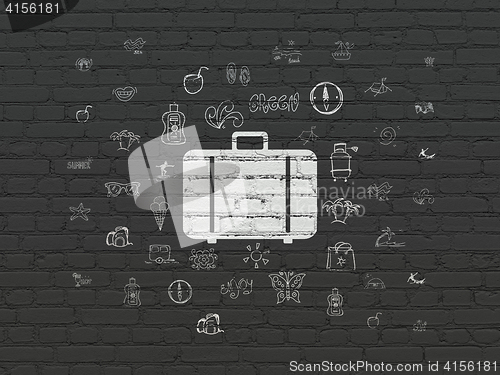 Image of Travel concept: Bag on wall background
