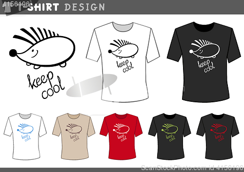 Image of t shirt design with hedgehog