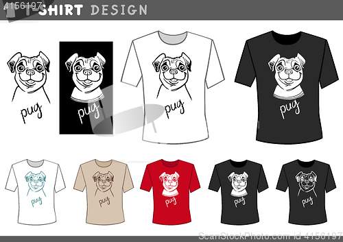 Image of t shirt design with pug dog