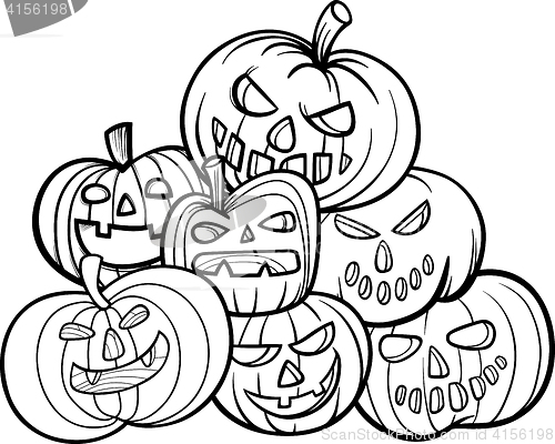 Image of halloween pumpkins coloring book