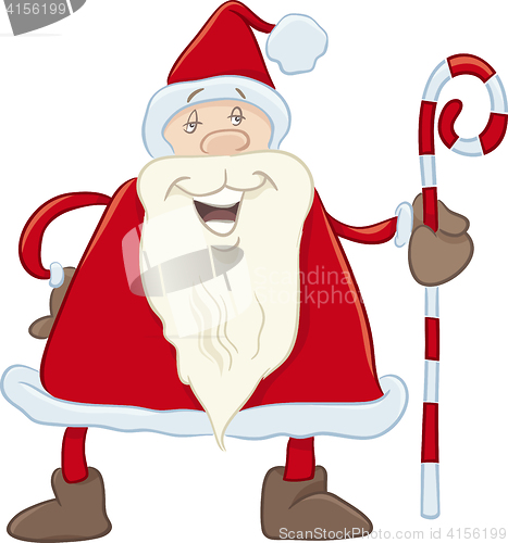 Image of santa with cane cartoon