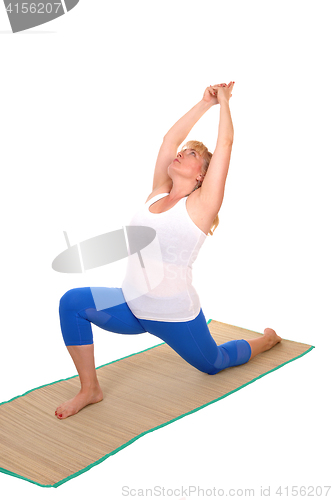 Image of Yoga trainer showing some stretching.
