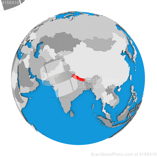 Image of Nepal on globe