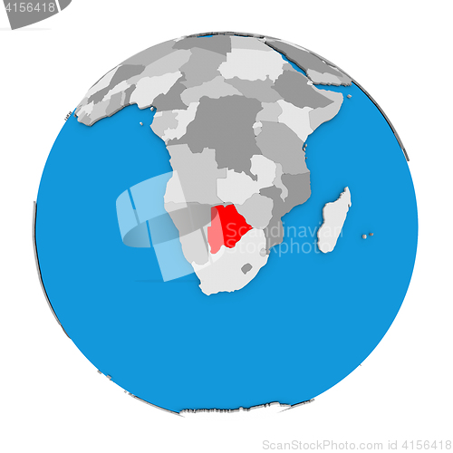 Image of Botswana on globe